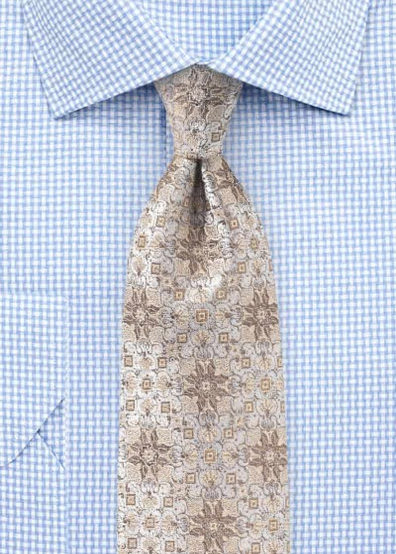 Kravatte Blumen-Dessin beige