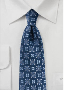Herrenkrawatte Blumen-Ornamente navyblau