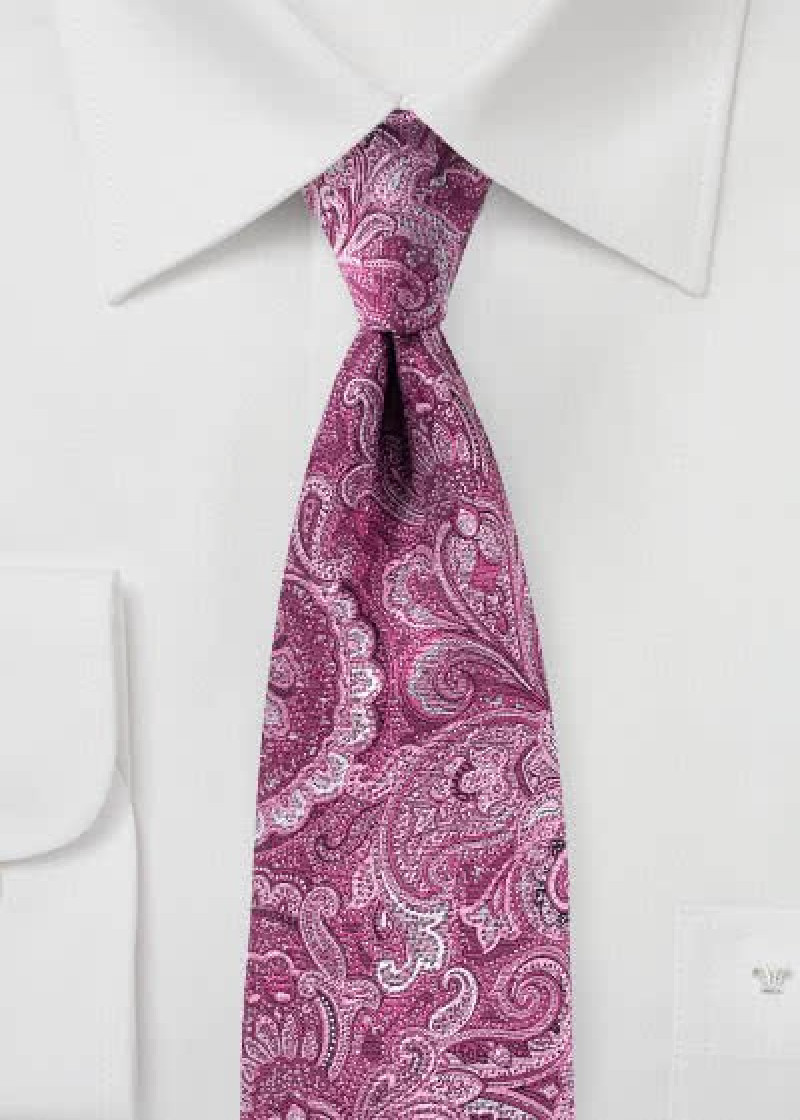 Verspielte Paisley-Krawatte magenta