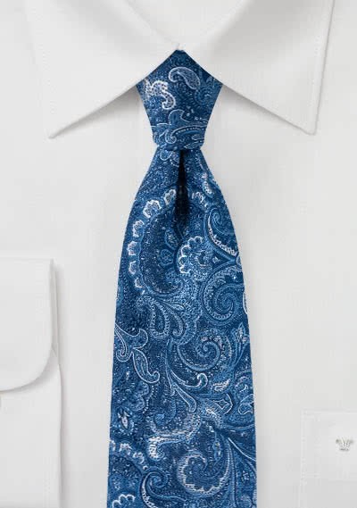 Überschäumende Paisley-Motiv-Krawatte ultramarin