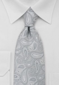 Krawatte Paisleys silber weiß
